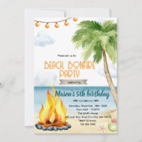 Strand-Lagerfeuer-Party-Themen-Einladung