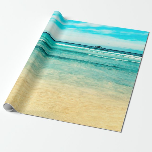 Strand Landscapstrand, Sommer, blau, Landschaft, M Geschenkpapier (Ungerollt)