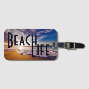 Strand-Leben-goldener Sandy-Strand mit Brandung Gepäckanhänger