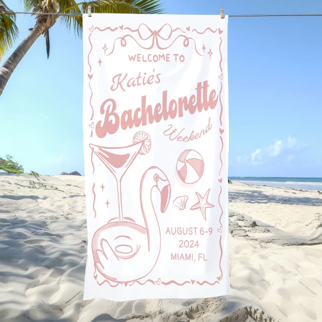 Strand Letzten Toast Pink Bachelorette Wochenende  Banner (Von Creator hochgeladen)