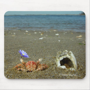 Strand Lila Blume Crab Mousepad