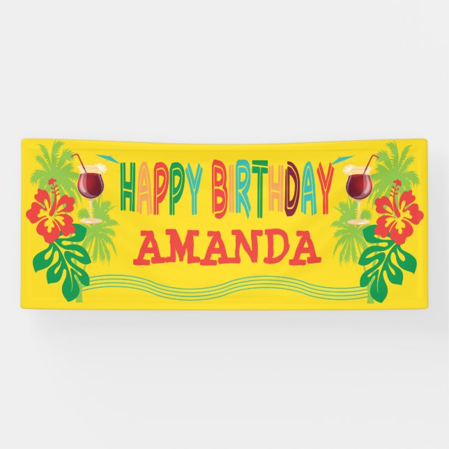 Strand Luau Geburtstags-Party Banner (Horizontal)
