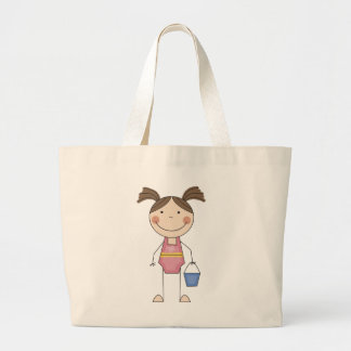 Strand-Mädchen mit Eimer-T-Shirts und Geschenken Jumbo Stoffbeutel