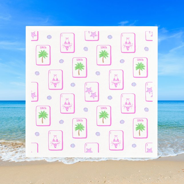Strand Mahjong Bikini Seestern Palme Küste Serviette (Von Creator hochgeladen)