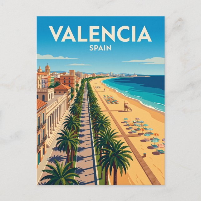 Strand Malvarrosa Spanien Postkarte (Vorderseite)