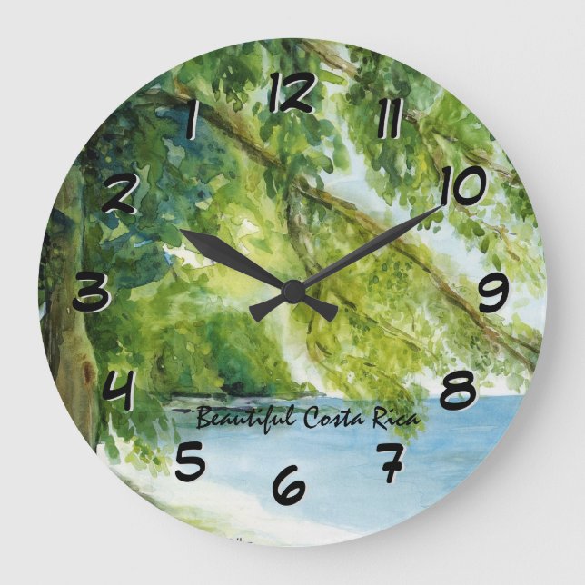 Strand Manuel Antonio Backward Clock Große Wanduhr (Vorderseite)