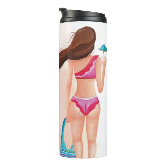 *~* Strand Meer Schöne Frau Bikini Thermosbecher (Nach rechts gedreht)