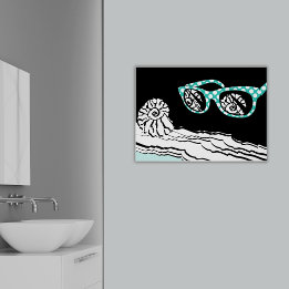 Strand Meer & Türkis Polka Dot Glasses Badezimmer Poster
