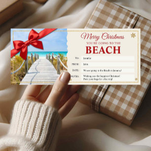 Strand Meer Urlaub Weihnachtsenthüllungskarte Einladung