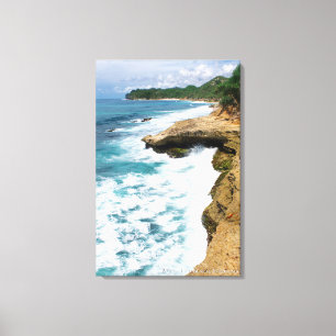 Strand Meeresklippe Welle Schaum Landschaftsfoto Leinwanddruck