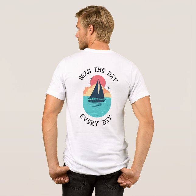 Strand, Meeresleben, Boot, Fun T - Shirt (Rückseite voll)
