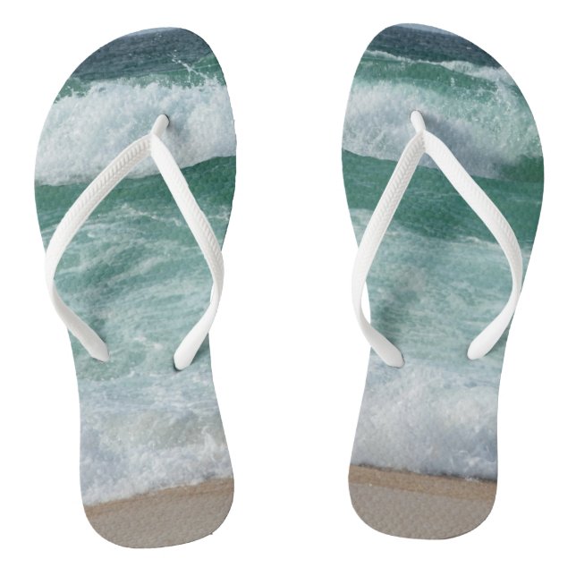 Strand Meereswellen Seaside Custom Template Adult Flip Flops (Fußbett)