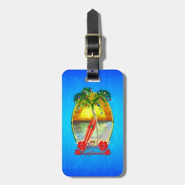 Strand Mele Kalikimaka Gepäckanhänger (Vorderseite vertikal)