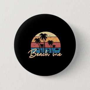 Strand Mich Lustig Retro Palme Urlaub Sommer Button