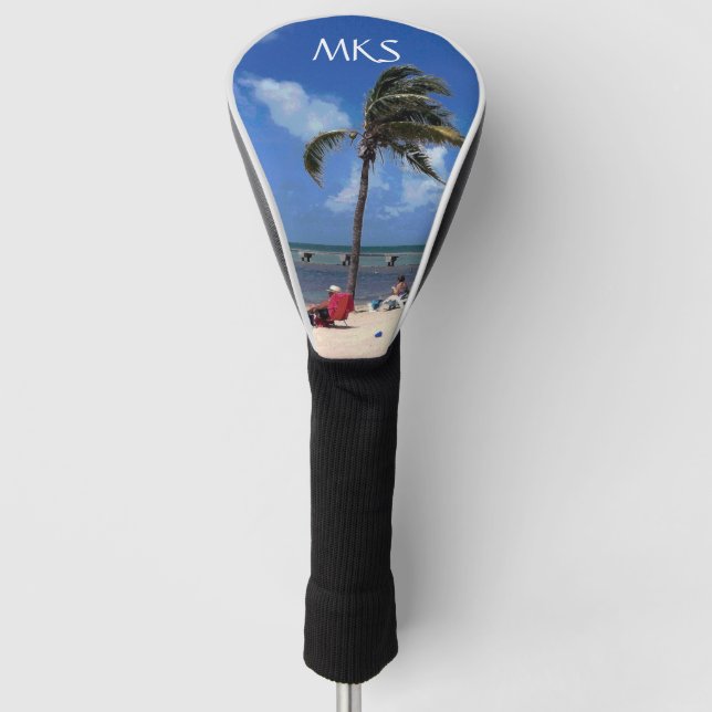 Strand mit Coconut Palm Monogram Golf Head Cover Golf Headcover (Vorderseite)