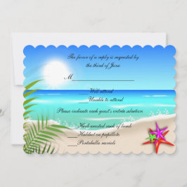 Strand mit farbenfroher Starfish Response Card Einladung