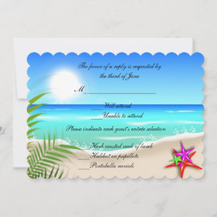 Strand mit farbenfroher Starfish Response Card Einladung