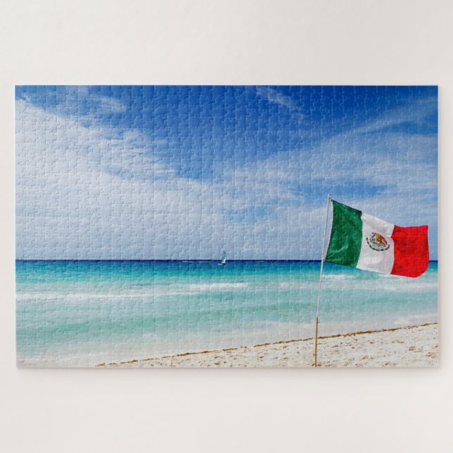 Strand mit mexikanischer Flagge Puzzle (Horizontal)