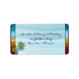 Strand mit Palm Tree Designer-Label Adressaufkleber