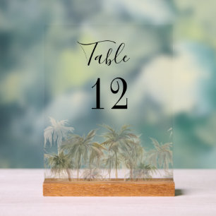 Strand mit Palmen Hochzeitstisch-Nummernschild Acrylschild