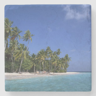 Strand mit Palmen, Malediven Steinuntersetzer