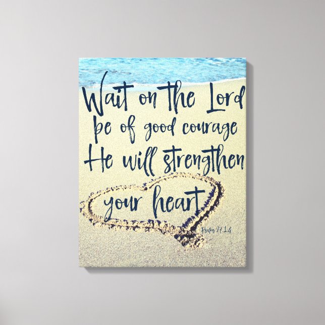 Strand mit Psalm-Schrift Leinwanddruck (Vorderseite)