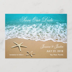 Strand mit Starfish Save the Date Karte
