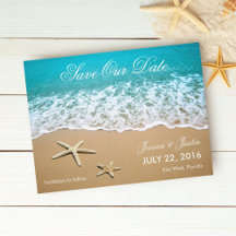 Strand mit Starfish Save the Date Karte