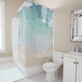 Strand mit weißem und grünem Lace Sand und Meer Duschvorhang