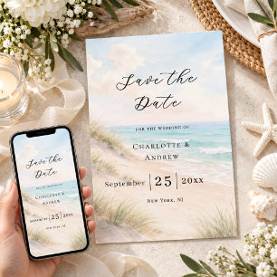 Strand moderne Küstenhochzeit Save The Date