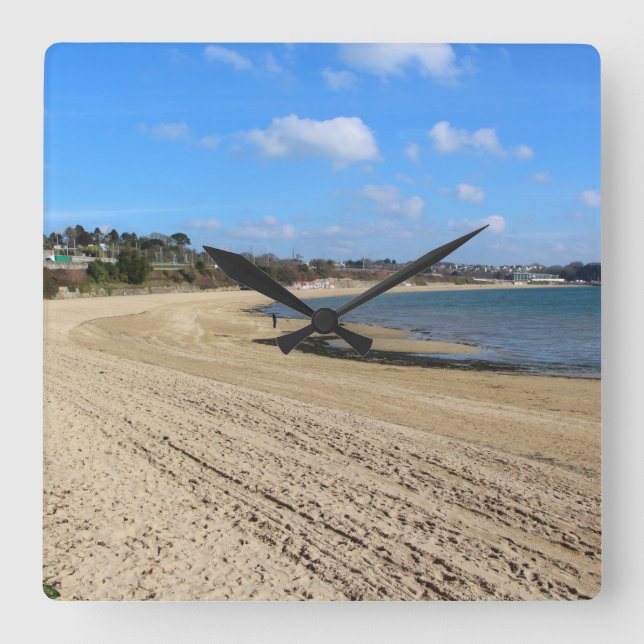 Strand Moulin Blanc in Brest Quadratische Wanduhr (Vorderseite)
