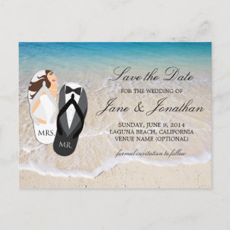 Strand "Mr. and Mrs." Hochzeit Save the Date Ankündigungspostkarte