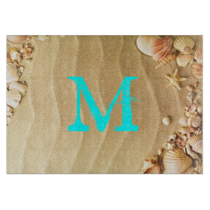 Strand Muschel Hawaii Monogramm Glas Schneidbrett Schneidebrett
