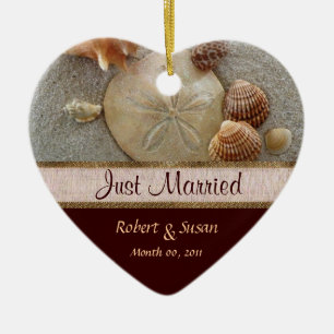 Strand-Muschel-Herz-geformte Gastgeschenk Hochzeit Keramikornament
