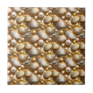 Strand Muscheln Gold Perlen Glanz Muscheln Fliese