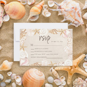 Strand Muscheln Sand Hochzeit RSVP Karte