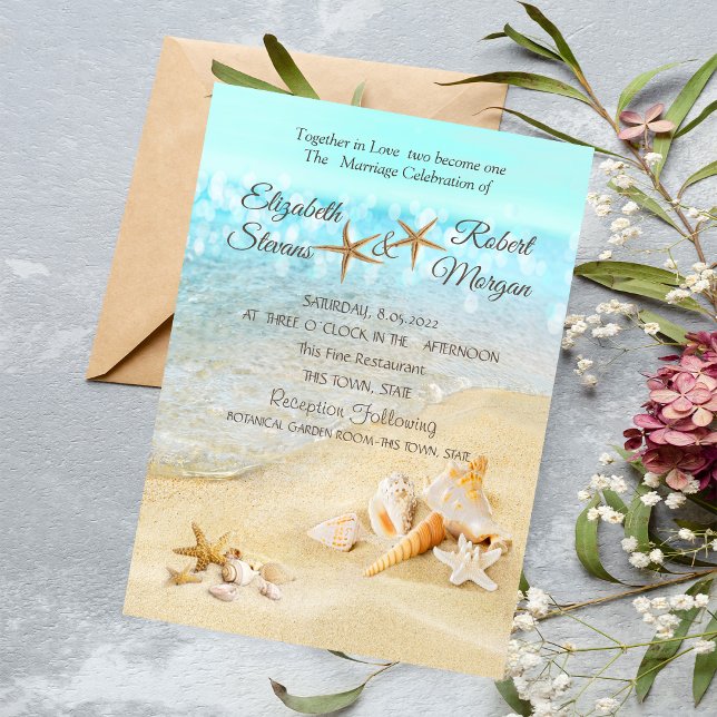 Strand Muscheln Sand Hochzeitseinladung Einladung (Von Creator hochgeladen)