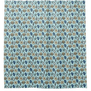 Strand-Muschelnstarfish-Küste-hübsches blaues Duschvorhang