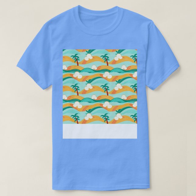 Strand Nahtloses Muster Sommerpalme Tree Waves Coa T-Shirt (Design vorne)