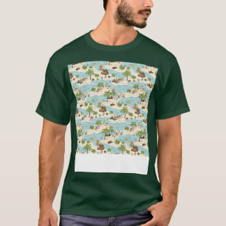 Strand Nahtloses Muster Sommerpalme Tree Waves Coa T-Shirt