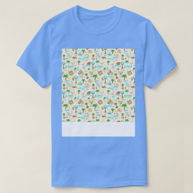 Strand Nahtloses Muster Sommerpalme Tree Waves Coa T-Shirt (Design vorne)