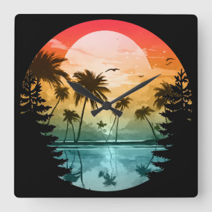 Strand Natur Landschaft Sommerurlaub Geschenk Quadratische Wanduhr