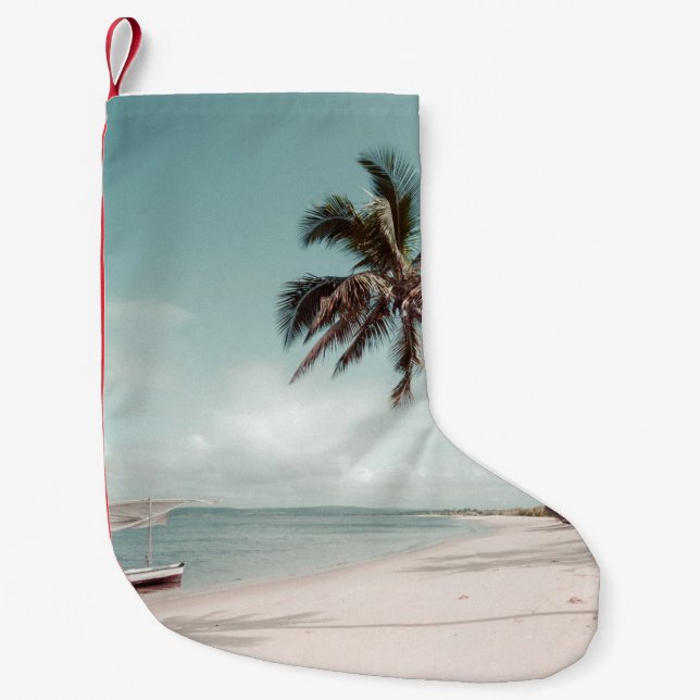 Strand neben Kokospalmen Kleiner Weihnachtsstrumpf (Vorderseite)