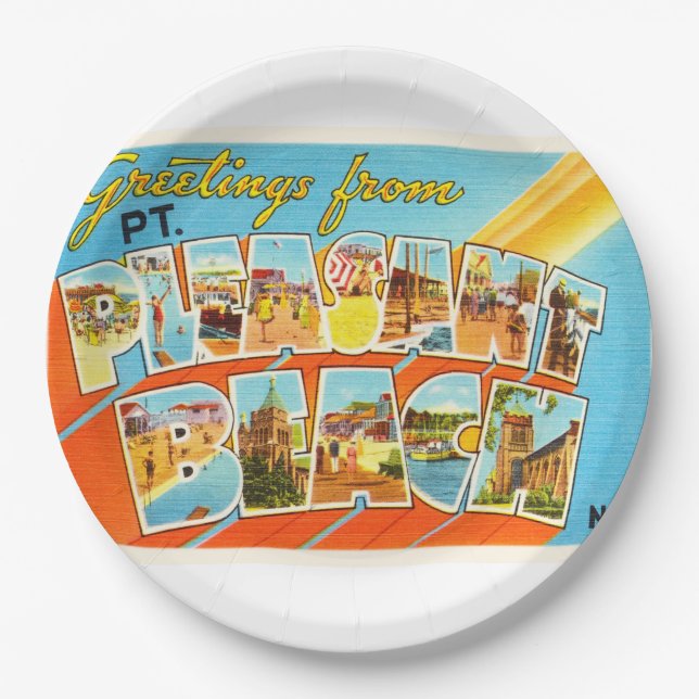 Strand-New-Jersey NJ Pints angenehme Vintage Pappteller (Vorderseite)