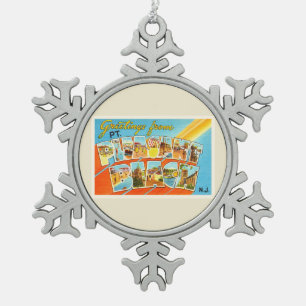 Strand-New-Jersey NJ Pints angenehme Vintage Schneeflocken Zinn-Ornament