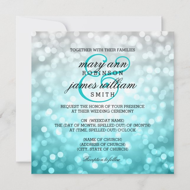 Strand Ombre Bokeh beleuchtet Sommer-Hochzeit Einladung (Vorderseite)