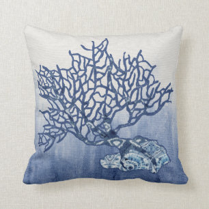 Strand Ombre Wasserfarbe Shibori Muster Sea Coral Kissen
