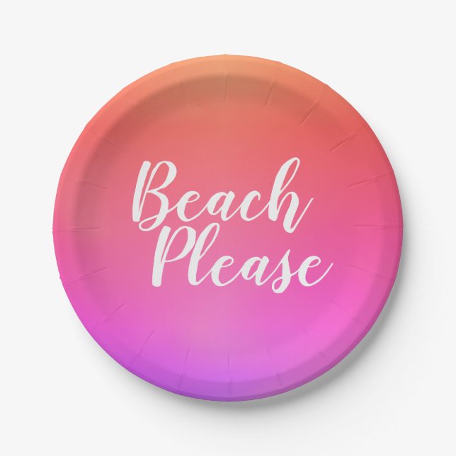 Strand Orange Pink Ombre Pappteller (Vorderseite)