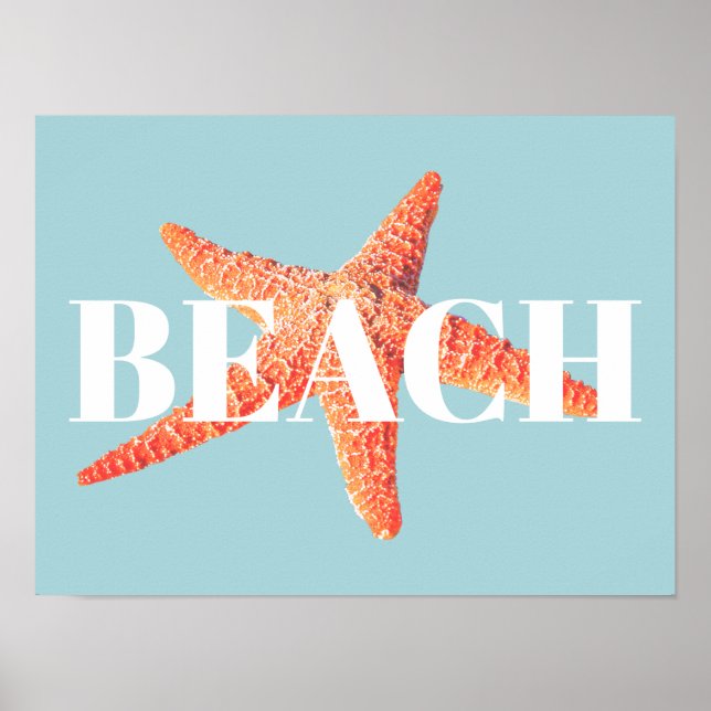 Strand Orange Starfish & Cyan Blue Poster (Vorne)