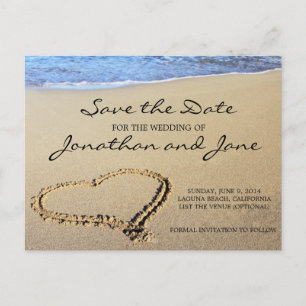 Strand-Ozean, der Save the Date Wedding ist Ankündigungspostkarte